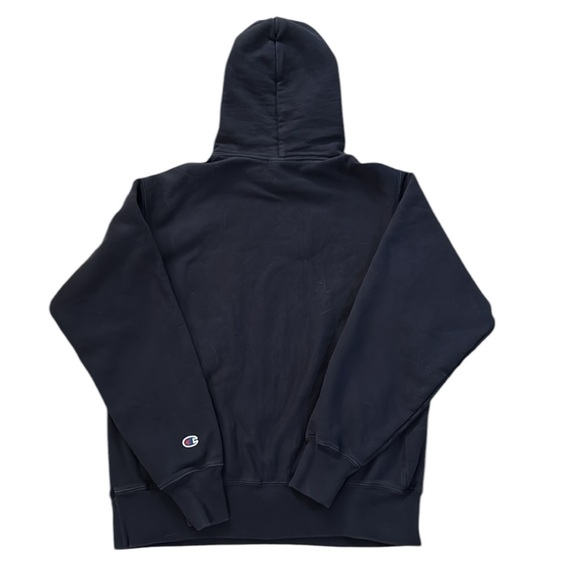 Champion Reverse Weave Canterbury Hoodie Pullover Navy/White Cotton Blend Medium - Picture 8 of 8